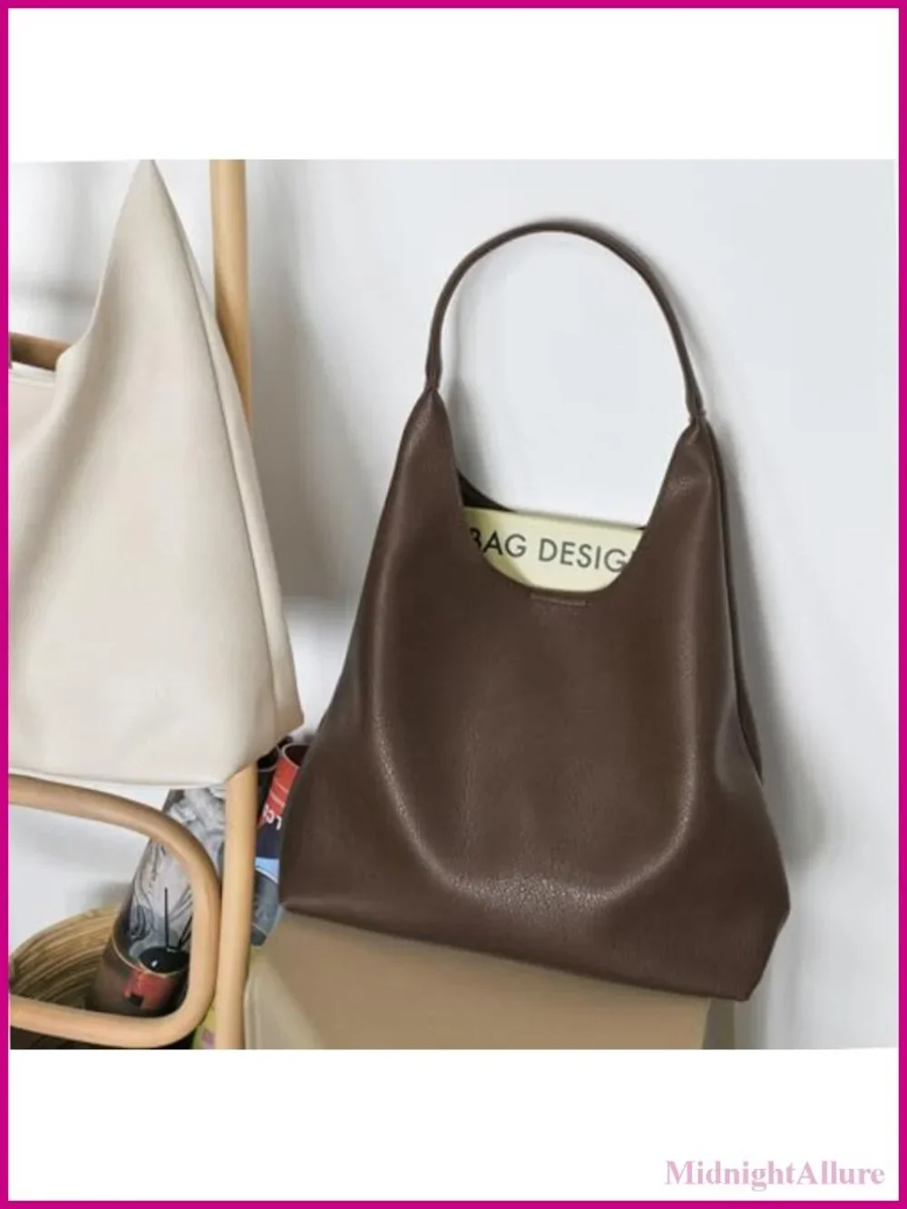 Soft Vegan Leather Slouchy Hobo Bag Shoulder Handbag Tote Purse